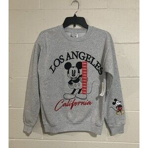 Mickey Mouse California Crewneck Sweatshirt | Grey Comfy Disney Pullover XS & L